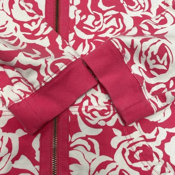 Tommy Hilfiger Pink White Floral Roses 3/4 Sleeve Full Zip Hoodie M - Picture 15 of 16